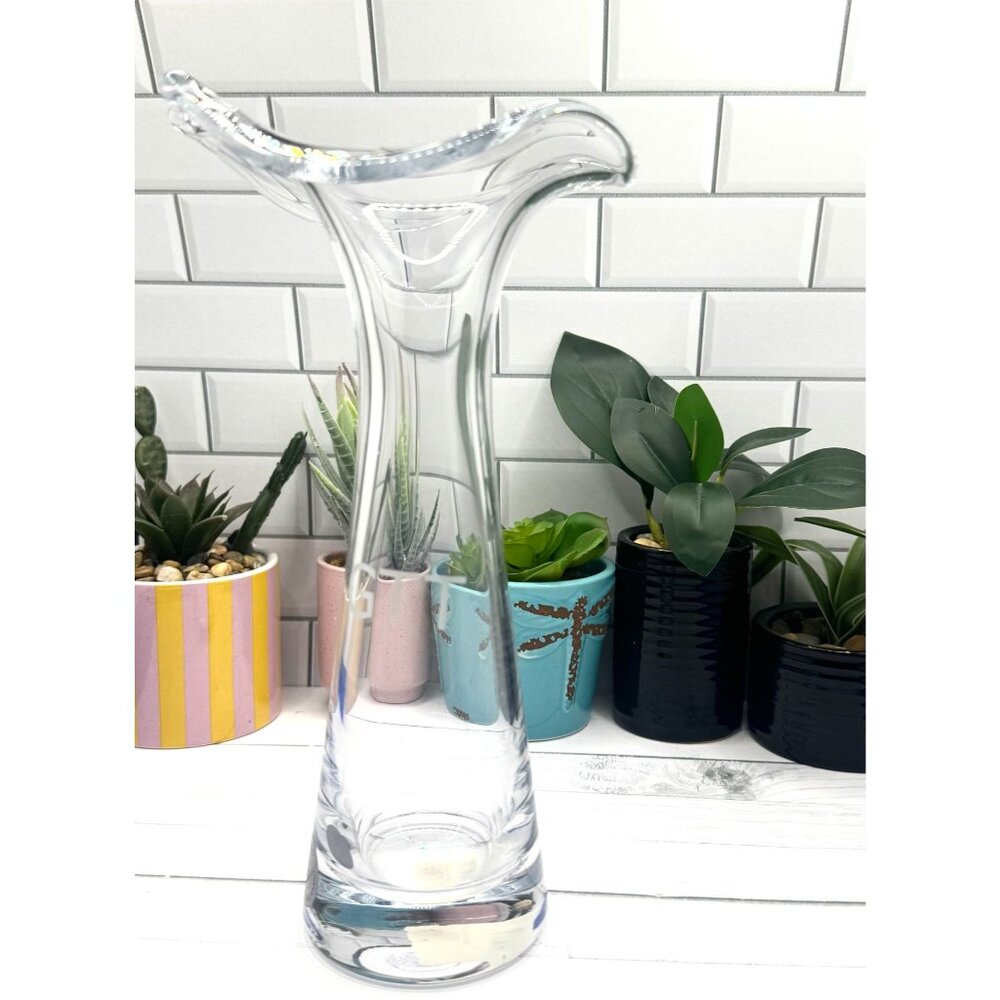 Personalized Hand Blown Polish Crystal Glass Flower Vase With Flared Rim